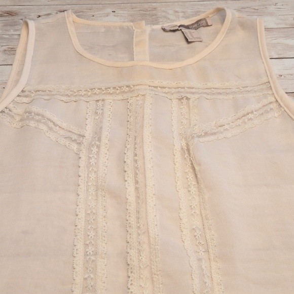 Forever 21 Cream Lace Peplum Chiffon Top | Boho Top | Crop Top - Picture 4 of 12